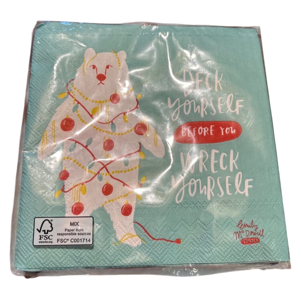 Emily McDowell Studio Christmas Holiday Deck Yourself Paper Napkins 20ct